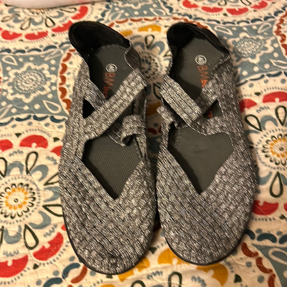 BMbernie mev. Silver metallic flats size 40